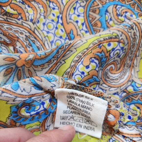 Kasturi Vintage Silk Dress Tassle Open Back Halter Paisley Boho Made in India - Picture 9 of 9